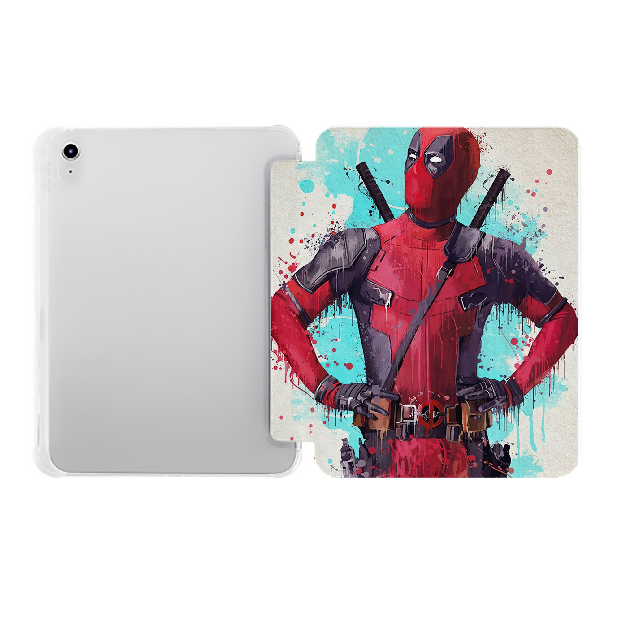 （画像用） Deadpool デッドプール IPad ケース ペン収納付き 三つ折りスタンド PUレザー×シリコン 対応機種9.5/10.5/10.9インチ